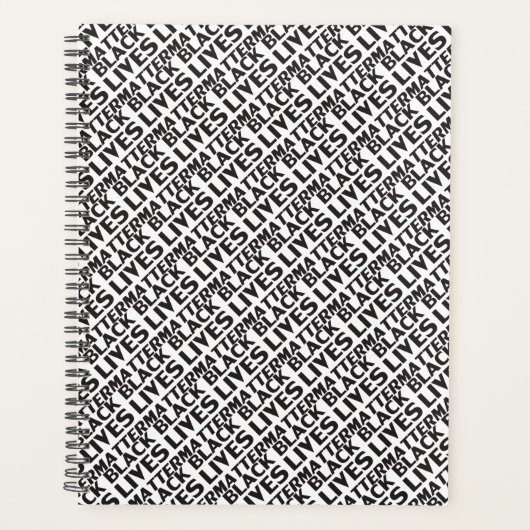 Black Lives Matter wit zwart typografie patroon Planner (Voorkant)