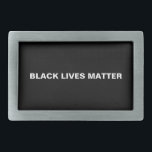 Black Lives Matter zwart-wit tekst minimalistisch Gesp<br><div class="desc">Black Lives Matter zwart-wit tekst minimalistische riemgesp. Volledig aanpasbare witte tekst op zwarte effen bewerkbare achtergrond in kleur,  zodat u deze kunt personaliseren en uniek kunt maken.</div>