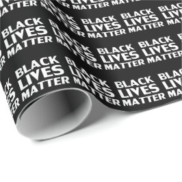 Black Lives Matter zwart wit typografiepatroon Cadeaupapier