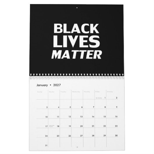 Black Lives Matter zwarte witte moderne typografie Kalender (Jan 2027)