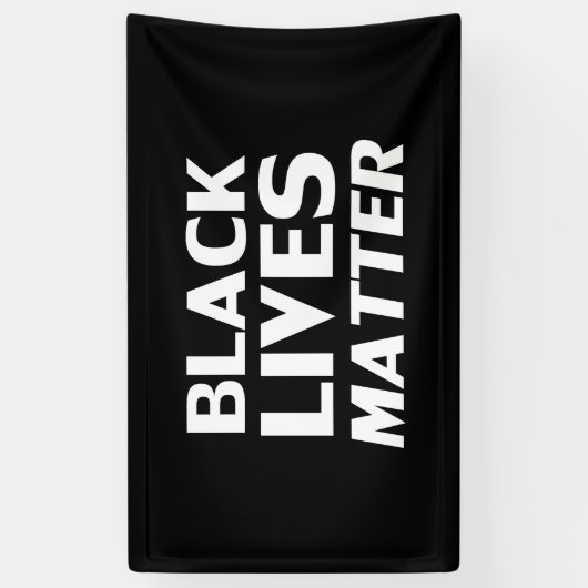 Black Lives Matter zwarte witte moderne typografie Spandoek (Verticaal)