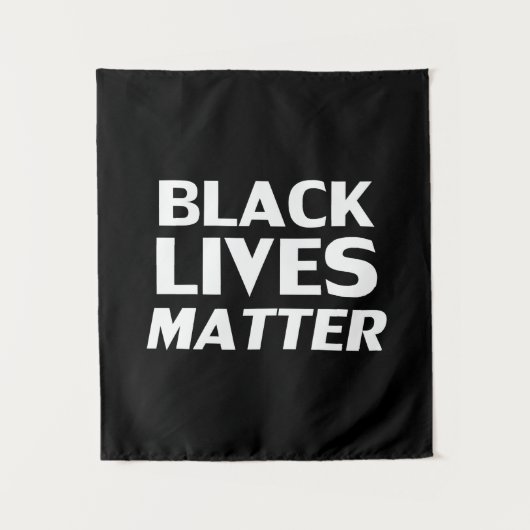 Black Lives Matter zwarte witte moderne typografie Wandkleed (Voorkant)