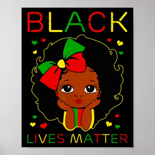 Black Lives Problem Little Melanine Princess Zwart Poster (Voorkant)