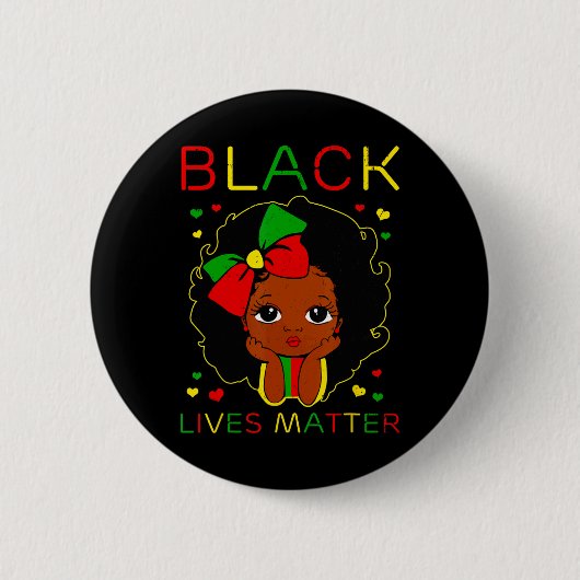 Black Lives Problem Little Melanine Princess Zwart Ronde Button 5,7 Cm (Voorkant)