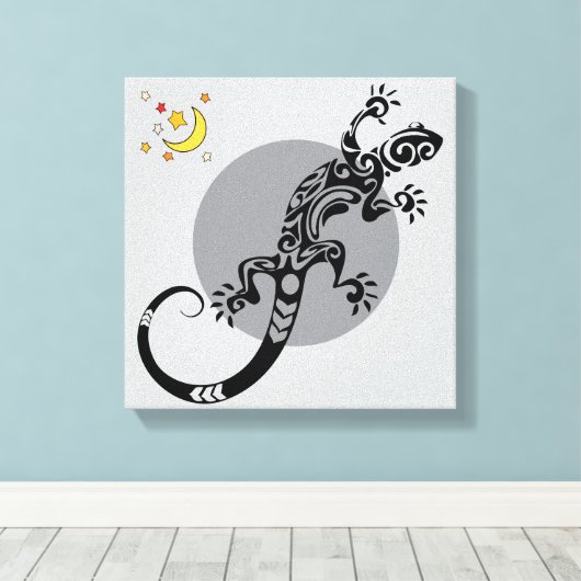 Black Lizard Abstract Pattern Canvas Art (Insitu (Houten vloer))