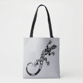 Black Lizard Gray Tote Bag – Reptile Art Design (Voorkant)