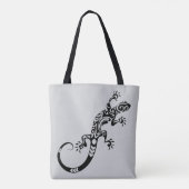Black Lizard Gray Tote Bag – Reptile Art Design (Achterkant)