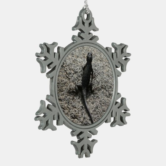 Black Lizard Tin Sneeuwvlok Ornament (Links)