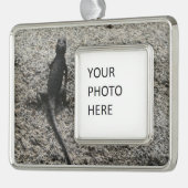 Black Lizard Verzilverd Omlijst Ornament (Links)