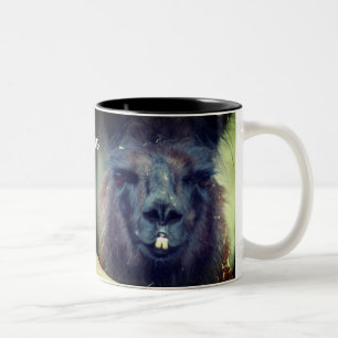Black Llama Animal Personalized Tweekleurige Koffiemok