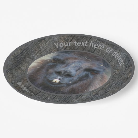 Black Llama Face Boerderij Animal Personalized Par Papieren Bordje (Gekanteld)