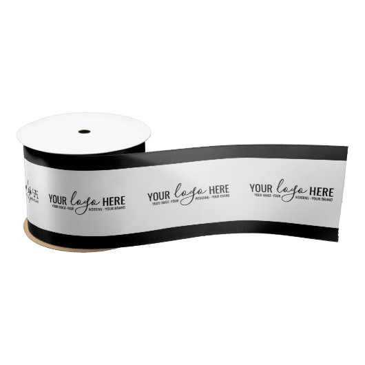 Black Logo Bedrijf Branded Packaging Satijnen Lint (Spoel)