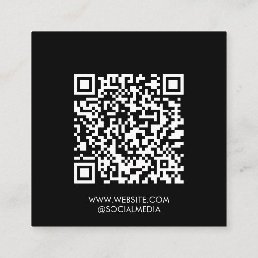 Black | LOGO | QR Code Vierkant Visitekaartje (Achterkant)