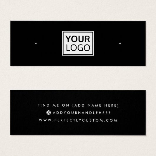 Black logo social media stud oorringkaart mini visitekaartjes (Voorkant /achterkant)