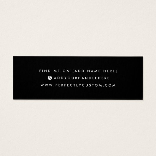 Black logo social media stud oorringkaart mini visitekaartjes (Achterkant)