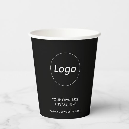 Black Logo Takeaway Coffee Business Papieren Bekers (Achterkant)