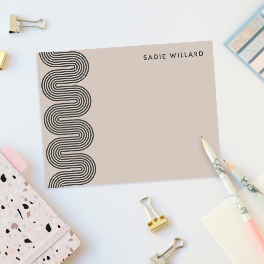 Black Lombard Wavy Lines Modern Stationery Card Notitiekaartje