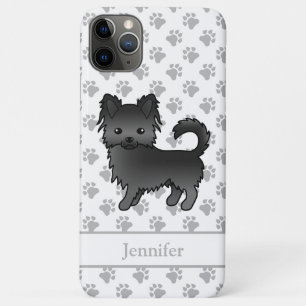 Black Long Coat Chihuahua Cartoon Dog & Name Case-Mate iPhone Case