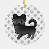 Black Long Coat Chihuahua Cartoon Dog & Paws Keramisch Ornament (Achterkant)