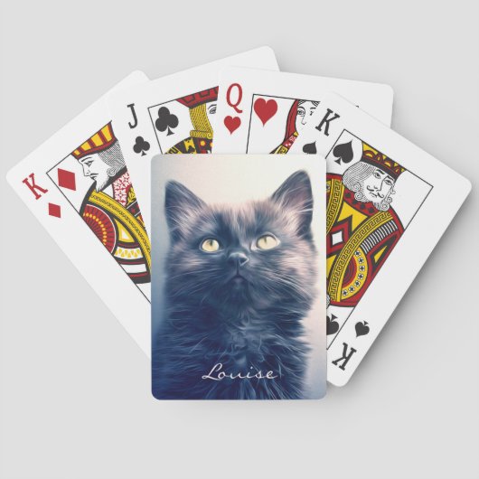 Black Long Hair Kitten Pokerkaarten (Achterkant)