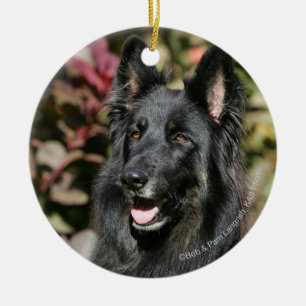 Black Long Hazard German Shepherd Keramisch Ornament