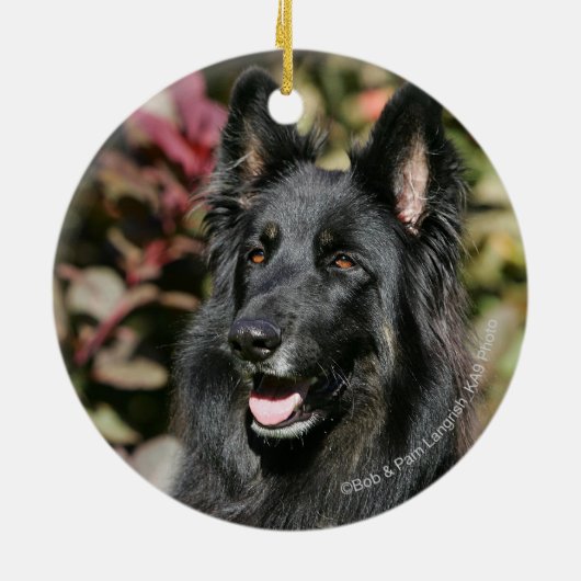 Black Long Hazard German Shepherd Keramisch Ornament (Achterkant)
