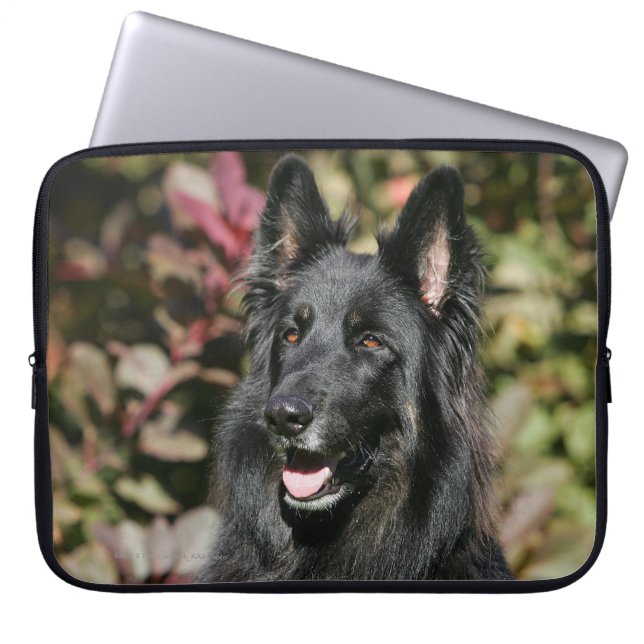 Black Long Hazard German Shepherd Laptop Sleeve (Voorkant)