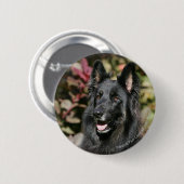 Black Long Hazard German Shepherd Ronde Button 5,7 Cm (Voorkant /achterkant)