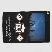 Black Longhorn Bull Skull Silhouette Monogram Phot Golfhanddoek (Horizontaal)