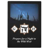 Black Longhorn Bull Skull Silhouette Monogram Phot Klembord (Achterkant)