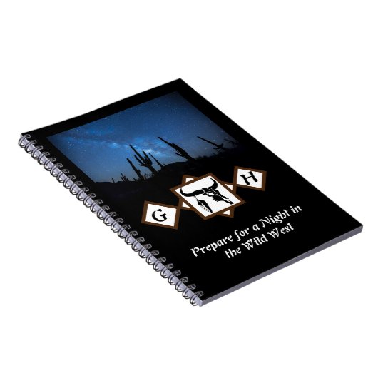 Black Longhorn Bull Skull Silhouette Monogram Phot Notitieboek (Rechterzijde)