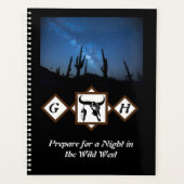 Black Longhorn Bull Skull Silhouette Monogram Phot Planner (Voorkant)