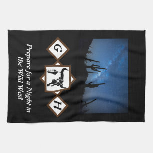 Black Longhorn Bull Skull Silhouette Monogram Phot Theedoek