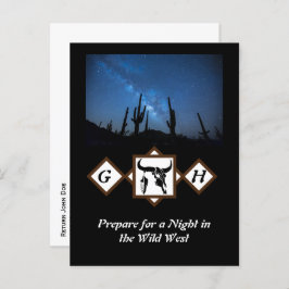 Black Longhorn Bull Skull Silhouette Monogram Phot Uitnodiging Briefkaart