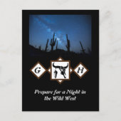 Black Longhorn Bull Skull Silhouette Monogram Phot Uitnodiging Briefkaart (Voorkant)