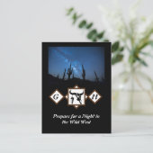 Black Longhorn Bull Skull Silhouette Monogram Phot Uitnodiging Briefkaart (Staand voorkant)