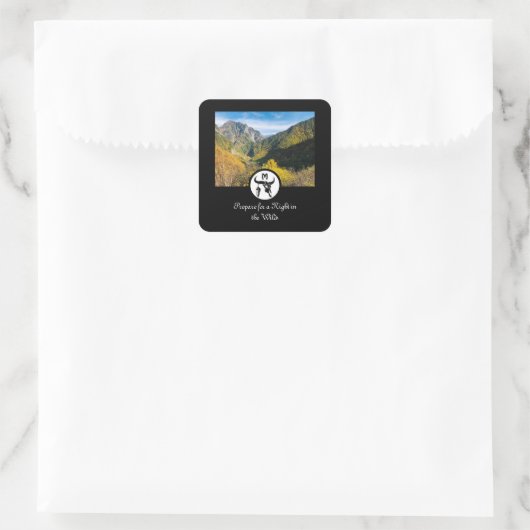 Black Longhorn Bull Skull Silhouette Monogram Phot Vierkante Sticker (Tas)