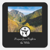 Black Longhorn Bull Skull Silhouette Monogram Phot Vierkante Sticker (Voorkant)