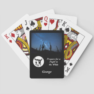 Black Longhorn Skull Silhouette Monogram Foto Pokerkaarten