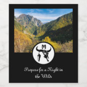 Black Longhorn Skull Silhouette Monogram Foto Wijn Etiket (Enkel label)