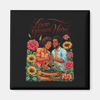 Black Love Afro-Amerikaanse paar schets Valentin Magneet