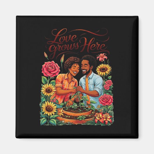 Black Love Afro-Amerikaanse paar schets Valentin Magneet (Voorkant)