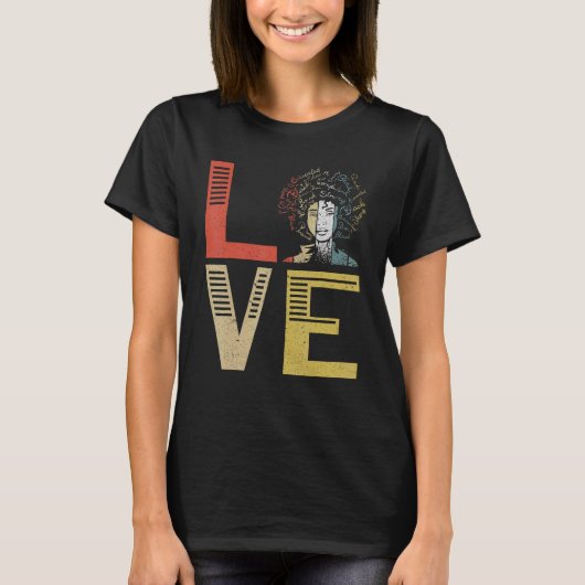 Black Love Afrocentric Black History Maand Black P T-shirt (Voorkant)