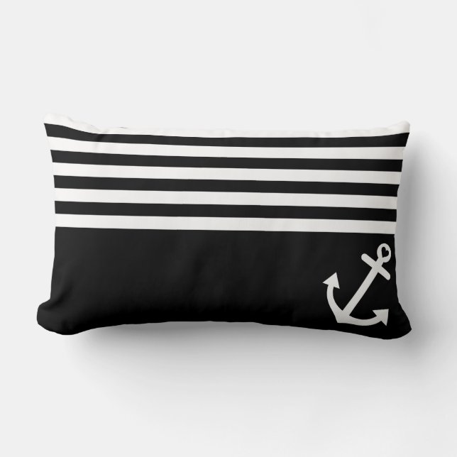 Black Love Anchor Nautical Kussen (Voorkant)
