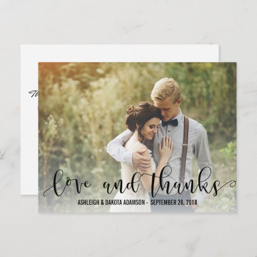 Black Love and Bedankt Script | Persoonlijke foto Briefkaart (Voorkant / Achterkant)