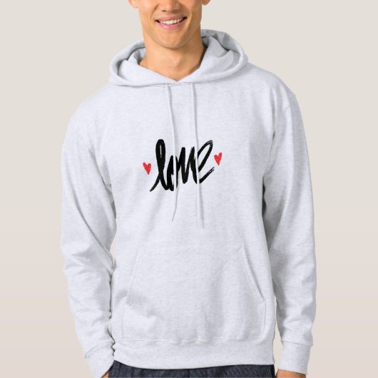 Black Love Design met rode harten Hoodie (Voorkant)