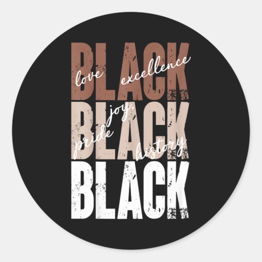 Black Love Excellence Joy Pride Black History Afri Ronde Sticker (Voorkant)