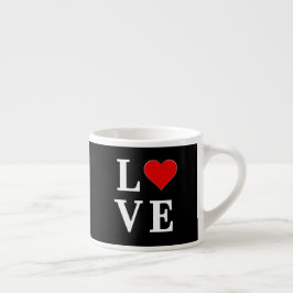 Black LOVE Heart Modern Trendy Espresso Kop