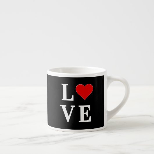 Black LOVE Heart Modern Trendy Espresso Kop (Rechts)