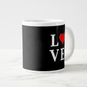Black LOVE Heart Modern Trendy Grote Koffiekop (Voorkant rechts)